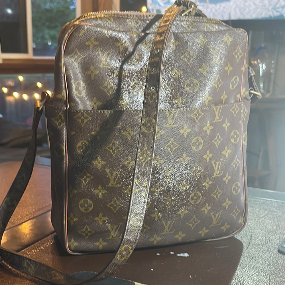 Louis Vuitton Monogram Canvas Crossbody Bag with Brass Hardware